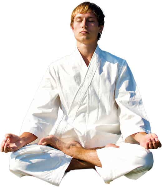 Martial Arts Lessons for Adults in Springfield VA - Young Man Thinking and Meditating in White